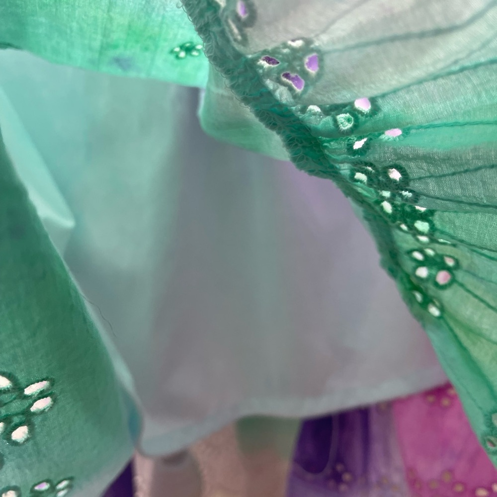 Pastel Tie Dye Eyelet Sundress Boho Coastal Cottagecore Midi Summer Vacation Lg - Picture 8 of 12